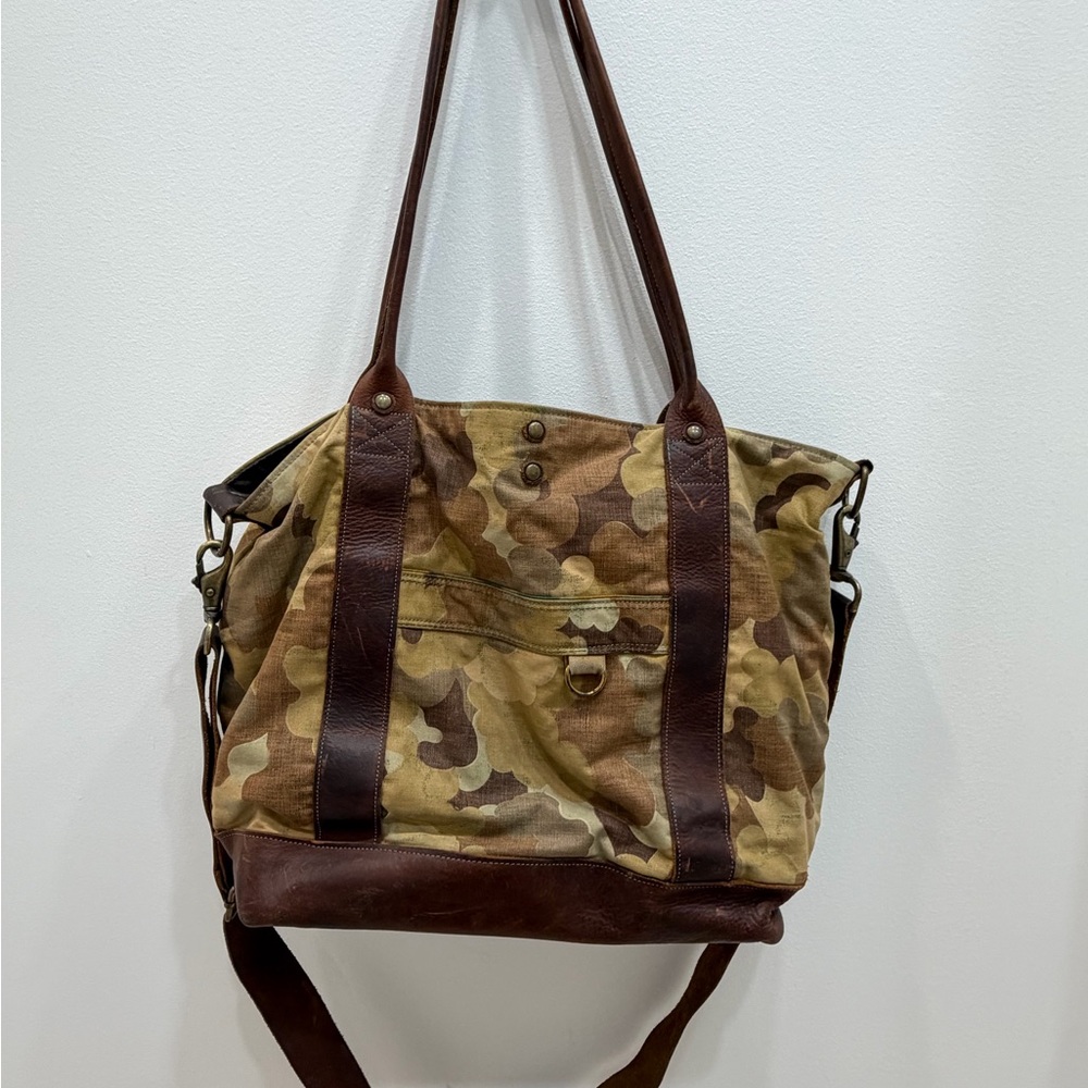 Forest Bound Custom Korean War Cloud Camo Vintage Canvas Carryall Crossbody Tote